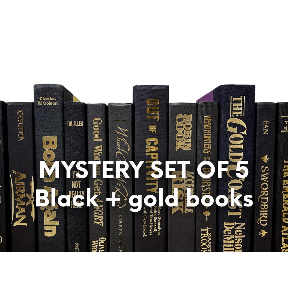 Mystery set of 5 black & gold books / Blind date with a book / Books by color